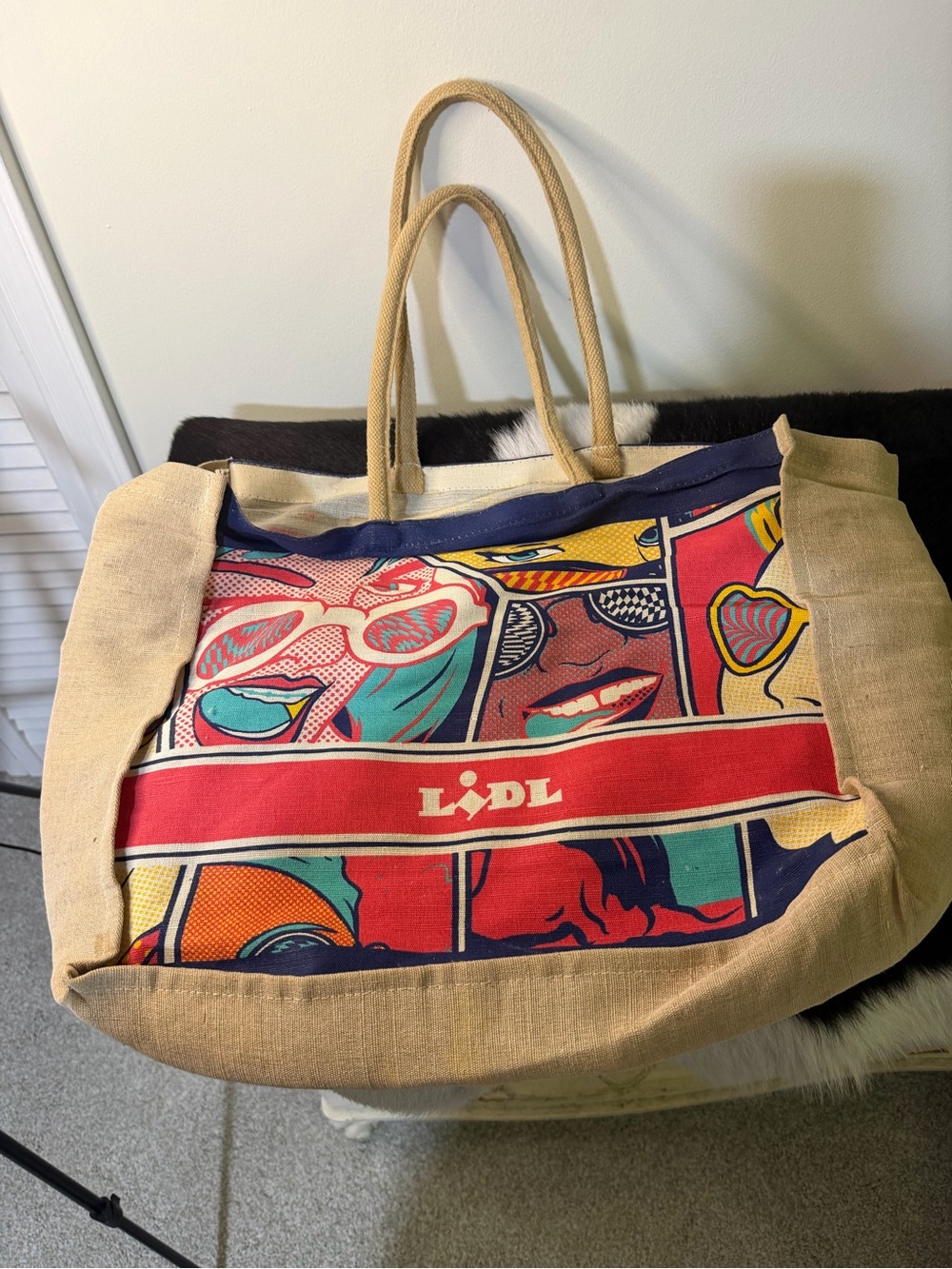 Multicolor Canvas Beach Tote Bag